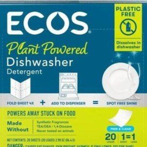 Organic dish washing detergent plant based ECOS sheets 2 pack Plastic free